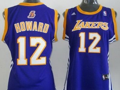 Women Los Angeles Lakers 12# Dwight Howard Purple Revolution 30 Swingman Jerseys
