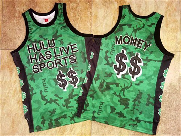 Hulu Has Live Sports Green $$ Money Stitched Basketball Jersey Hulu Has Live Sports Green $$ Money Stitched Basketball Jersey