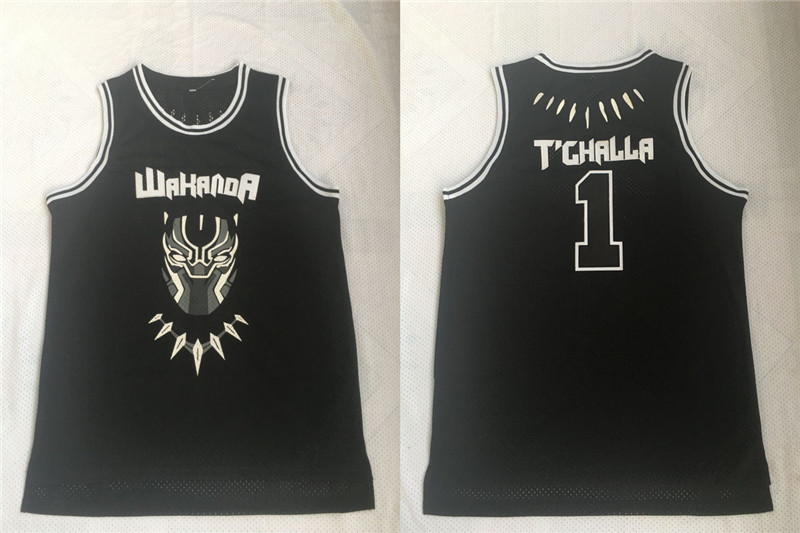 Black Panther 1 T'Challa Black Movie Basketball Jersey Black Panther 1 T'Challa Black Movie Basketball Jersey