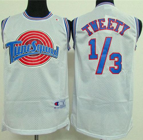 Space Jam Tune Squad 1 3 Tweety White Stitched Basketball Jersey