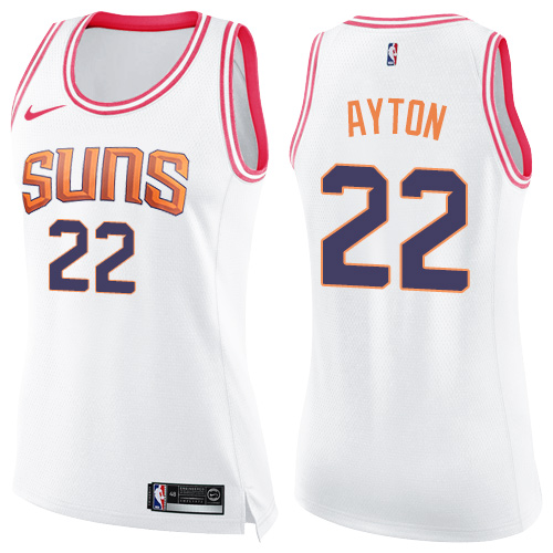 Nike Suns #22 Deandre Ayton White Pink Women's NBA Swingman Fashion Jersey Nike Suns #22 Deandre Ayton White Pink Women's NBA Swingman Fashion Jersey