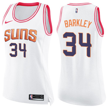 Nike Suns #34 Charles Barkley White Pink Women's NBA Swingman Fashion Jersey Nike Suns #34 Charles Barkley White Pink Women's NBA Swingman Fashion Jersey