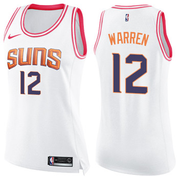 Nike Suns #12 T.J. Warren White Pink Women's NBA Swingman Fashion Jersey Nike Suns #12 T.J. Warren White Pink Women's NBA Swingman Fashion Jersey