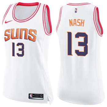 Nike Suns #13 Steve Nash White Pink Women's NBA Swingman Fashion Jersey Nike Suns #13 Steve Nash White Pink Women's NBA Swingman Fashion Jersey