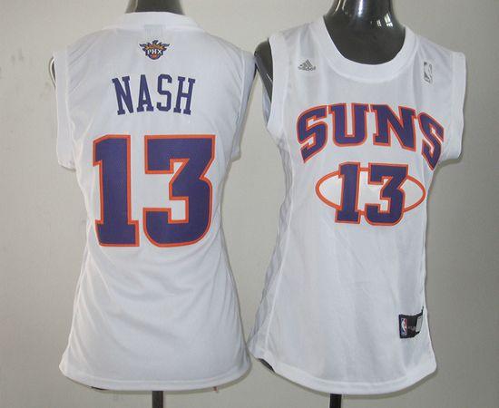 Suns #13 Steve Nash White Women Fashion Stitched NBA Jersey Suns #13 Steve Nash White Women Fashion Stitched NBA Jersey