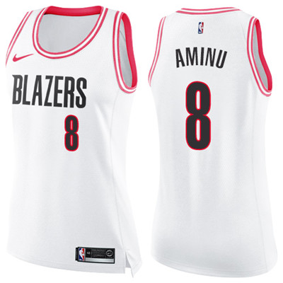 Nike Blazers #8 Al-Farouq Aminu White Pink Women's NBA Swingman Fashion Jersey Nike Blazers #8 Al-Farouq Aminu White Pink Women's NBA Swingman Fashion Jersey