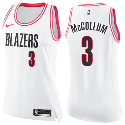 Nike Blazers #3 C.J. McCollum White Pink Women's NBA Swingman Fashion Jersey Nike Blazers #3 C.J. McCollum White Pink Women's NBA Swingman Fashion Jersey