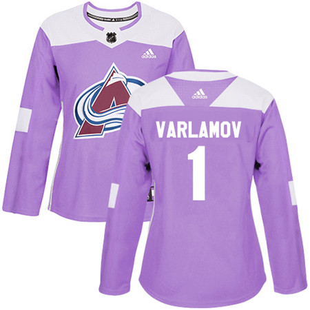 Adidas Avalanche #1 Semyon Varlamov Purple Authentic Fights Cancer Women's Stitched NHL Jersey