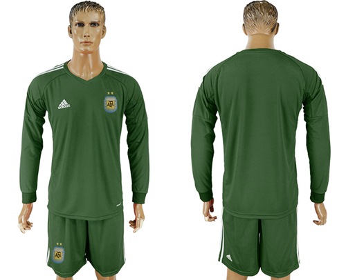 Argentina Blank Army Green Long Sleeves Goalkeeper Soccer Country Jersey