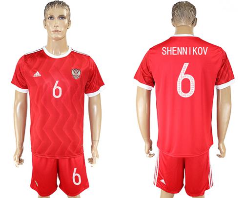 Russia #6 Shennikov Federation Cup Home Soccer Country Jersey