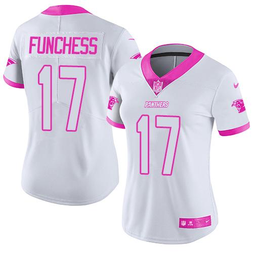 Nike Panthers #17 Devin Funchess White Pink Women's Stitched NFL Limited Rush Fashion Jersey Nike Panthers #17 Devin Funchess White Pink Women's Stitched NFL Limited Rush Fashion Jersey