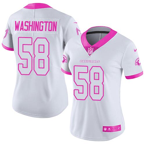 Nike Cardinals #58 Daryl Washington White Pink Women's Stitched NFL Limited Rush Fashion Jersey