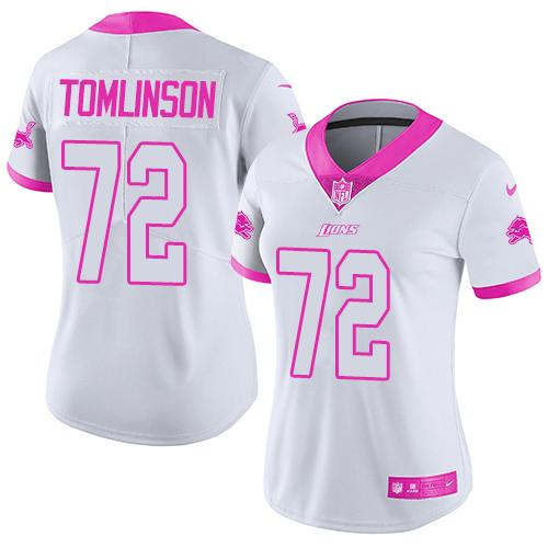 Nike Lions #72 Laken Tomlinson White Pink Women's Stitched NFL Limited Rush Fashion Jersey Nike Lions #72 Laken Tomlinson White Pink Women's Stitched NFL Limited Rush Fashion Jersey