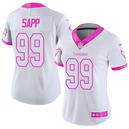 Nike Buccaneers #99 Warren Sapp White Pink Women's Stitched NFL Limited Rush Fashion Jersey Nike Buccaneers #99 Warren Sapp White Pink Women's Stitched NFL Limited Rush Fashion Jersey