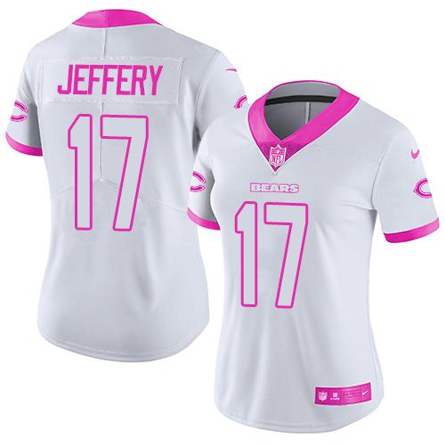 Nike Bears #17 Alshon Jeffery White Pink Women's Stitched NFL Limited Rush Fashion Jersey Nike Bears #17 Alshon Jeffery White Pink Women's Stitched NFL Limited Rush Fashion Jersey