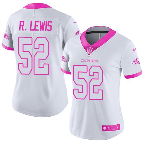 Nike Ravens #52 Ray Lewis White Pink Women's Stitched NFL Limited Rush Fashion Jersey Nike Ravens #52 Ray Lewis White Pink Women's Stitched NFL Limited Rush Fashion Jersey