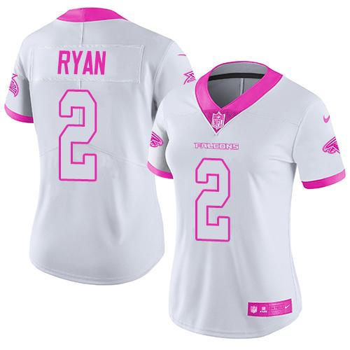 Nike Falcons #2 Matt Ryan White Pink Women's Stitched NFL Limited Rush Fashion Jersey Nike Falcons #2 Matt Ryan White Pink Women's Stitched NFL Limited Rush Fashion Jersey