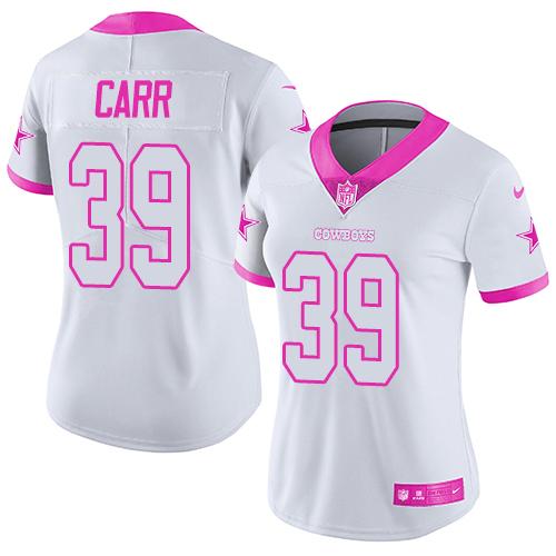 Nike Cowboys #39 Brandon Carr White Pink Women's Stitched NFL Limited Rush Fashion Jersey Nike Cowboys #39 Brandon Carr White Pink Women's Stitched NFL Limited Rush Fashion Jersey