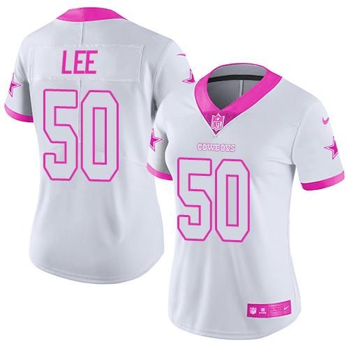 Nike Cowboys #50 Sean Lee White Pink Women's Stitched NFL Limited Rush Fashion Jersey Nike Cowboys #50 Sean Lee White Pink Women's Stitched NFL Limited Rush Fashion Jersey