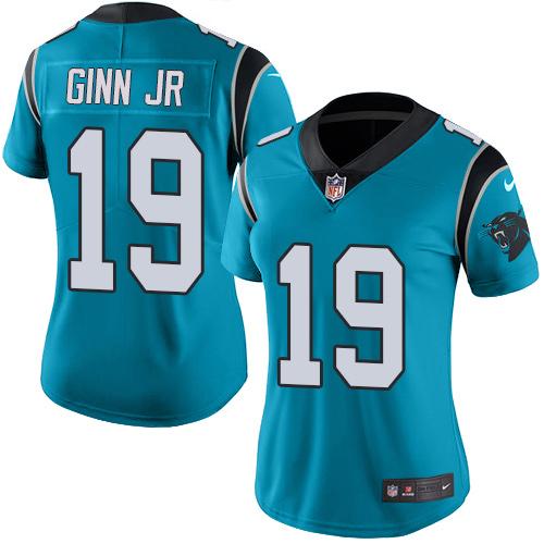 Nike Panthers #19 Ted Ginn Jr Blue Women's Stitched NFL Limited Rush Jersey Nike Panthers #19 Ted Ginn Jr Blue Women's Stitched NFL Limited Rush Jersey