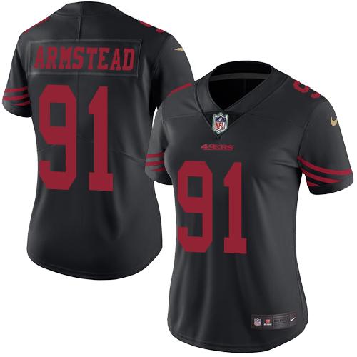 Nike 49ers #91 Arik Armstead Black Women's Stitched NFL Limited Rush Jersey Nike 49ers #91 Arik Armstead Black Women's Stitched NFL Limited Rush Jersey
