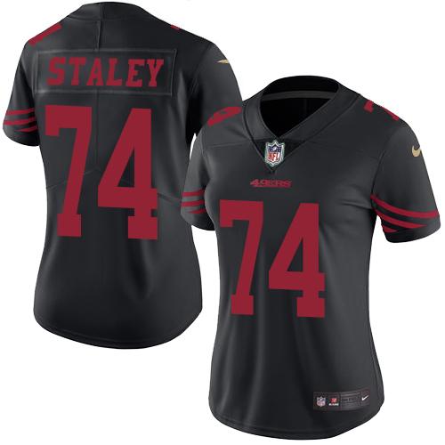 Nike 49ers #74 Joe Staley Black Women's Stitched NFL Limited Rush Jersey Nike 49ers #74 Joe Staley Black Women's Stitched NFL Limited Rush Jersey