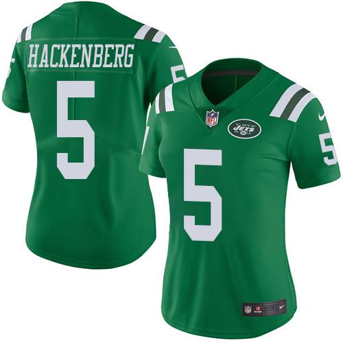 Nike Jets #5 Christian Hackenberg Green Women's Stitched NFL Limited Rush Jersey Nike Jets #5 Christian Hackenberg Green Women's Stitched NFL Limited Rush Jersey