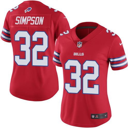 Nike Bills #32 O. J. Simpson Red Women's Stitched NFL Limited Rush Jersey Nike Bills #32 O. J. Simpson Red Women's Stitched NFL Limited Rush Jersey