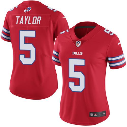 Nike Bills #5 Tyrod Taylor Red Women's Stitched NFL Limited Rush Jersey Nike Bills #5 Tyrod Taylor Red Women's Stitched NFL Limited Rush Jersey