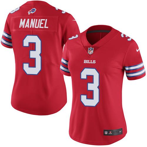 Nike Bills #3 E. J. Manuel Red Women's Stitched NFL Limited Rush Jersey Nike Bills #3 E. J. Manuel Red Women's Stitched NFL Limited Rush Jersey