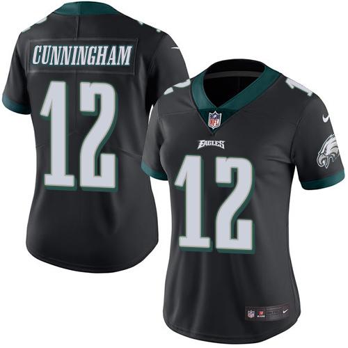 Nike Eagles #12 Randall Cunningham Black Women's Stitched NFL Limited Rush Jersey Nike Eagles #12 Randall Cunningham Black Women's Stitched NFL Limited Rush Jersey