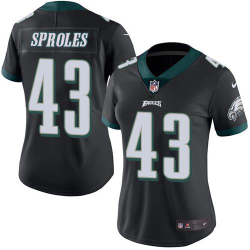 Nike Eagles #43 Darren Sproles Black Women's Stitched NFL Limited Rush Jersey Nike Eagles #43 Darren Sproles Black Women's Stitched NFL Limited Rush Jersey