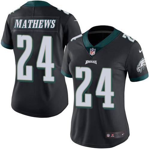 Nike Eagles #24 Ryan Mathews Black Women's Stitched NFL Limited Rush Jersey Nike Eagles #24 Ryan Mathews Black Women's Stitched NFL Limited Rush Jersey