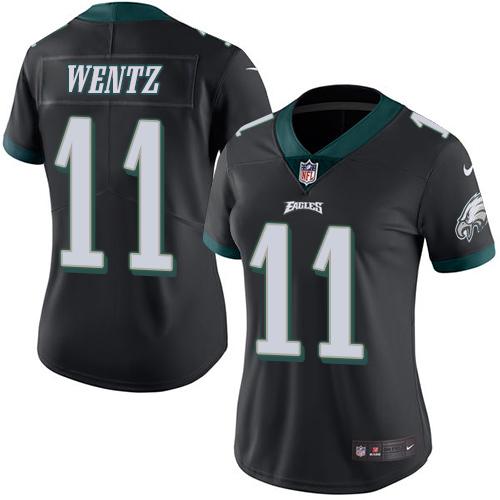 Nike Eagles #11 Carson Wentz Black Women's Stitched NFL Limited Rush Jersey Nike Eagles #11 Carson Wentz Black Women's Stitched NFL Limited Rush Jersey