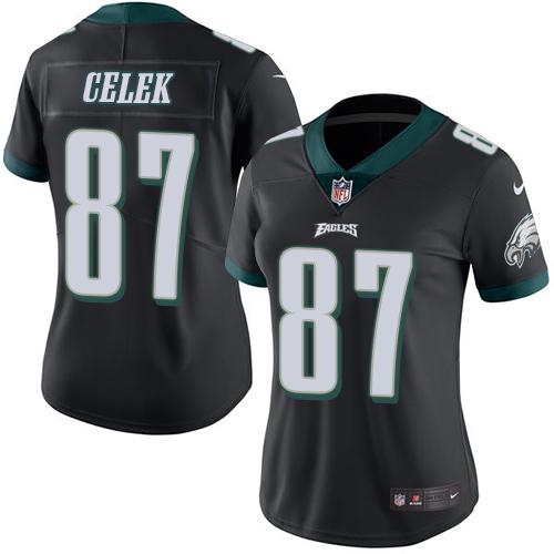 Nike Eagles #87 Brent Celek Black Women's Stitched NFL Limited Rush Jersey Nike Eagles #87 Brent Celek Black Women's Stitched NFL Limited Rush Jersey