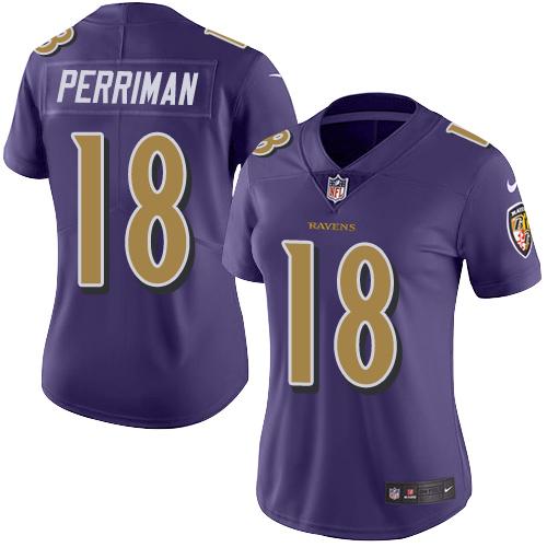 Nike Ravens #18 Breshad Perriman Purple Women's Stitched NFL Limited Rush Jersey Nike Ravens #18 Breshad Perriman Purple Women's Stitched NFL Limited Rush Jersey