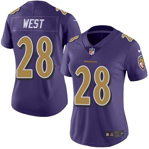 Nike Ravens #28 Terrance West Purple Women's Stitched NFL Limited Rush Jersey Nike Ravens #28 Terrance West Purple Women's Stitched NFL Limited Rush Jersey