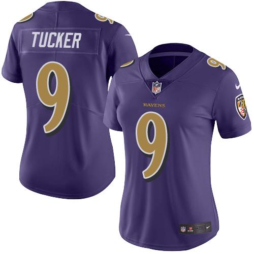 Nike Ravens #9 Justin Tucker Purple Women's Stitched NFL Limited Rush Jersey Nike Ravens #9 Justin Tucker Purple Women's Stitched NFL Limited Rush Jersey