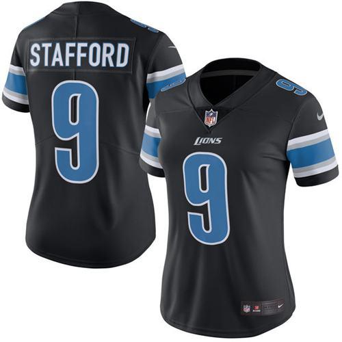 Nike Lions #9 Matthew Stafford Black Women's Stitched NFL Limited Rush Jersey Nike Lions #9 Matthew Stafford Black Women's Stitched NFL Limited Rush Jersey