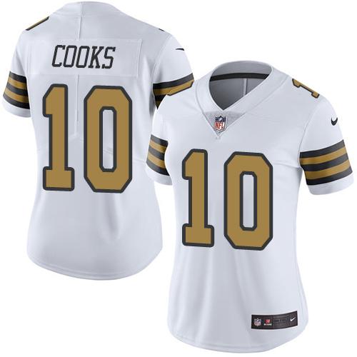Nike Saints #10 Brandin Cooks White Women's Stitched NFL Limited Rush Jersey Nike Saints #10 Brandin Cooks White Women's Stitched NFL Limited Rush Jersey