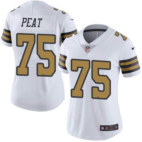 Nike Saints #75 Andrus Peat White Women's Stitched NFL Limited Rush Jersey Nike Saints #75 Andrus Peat White Women's Stitched NFL Limited Rush Jersey