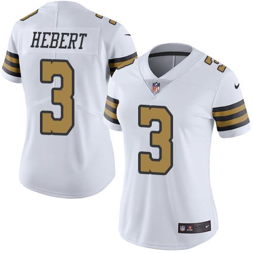 Nike Saints #3 Bobby Hebert White Women's Stitched NFL Limited Rush Jersey Nike Saints #3 Bobby Hebert White Women's Stitched NFL Limited Rush Jersey