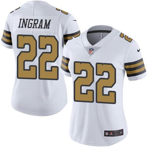 Nike Saints #22 Mark Ingram White Women's Stitched NFL Limited Rush Jersey Nike Saints #22 Mark Ingram White Women's Stitched NFL Limited Rush Jersey
