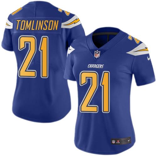 Nike Chargers #21 LaDainian Tomlinson Electric Blue Women's Stitched NFL Limited Rush Jersey Nike Chargers #21 LaDainian Tomlinson Electric Blue Women's Stitched NFL Limited Rush Jersey