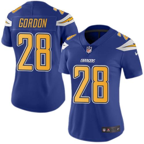 Nike Chargers #28 Melvin Gordon Electric Blue Women's Stitched NFL Limited Rush Jersey Nike Chargers #28 Melvin Gordon Electric Blue Women's Stitched NFL Limited Rush Jersey