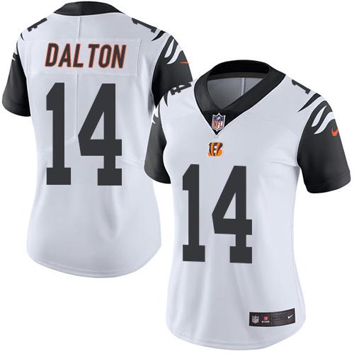 Nike Bengals #14 Andy Dalton White Women's Stitched NFL Limited Rush Jersey Nike Bengals #14 Andy Dalton White Women's Stitched NFL Limited Rush Jersey