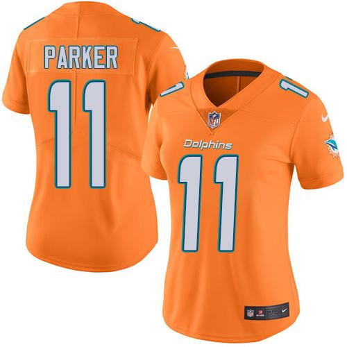 Nike Dolphins #11 DeVante Parker Orange Women's Stitched NFL Limited Rush Jersey Nike Dolphins #11 DeVante Parker Orange Women's Stitched NFL Limited Rush Jersey