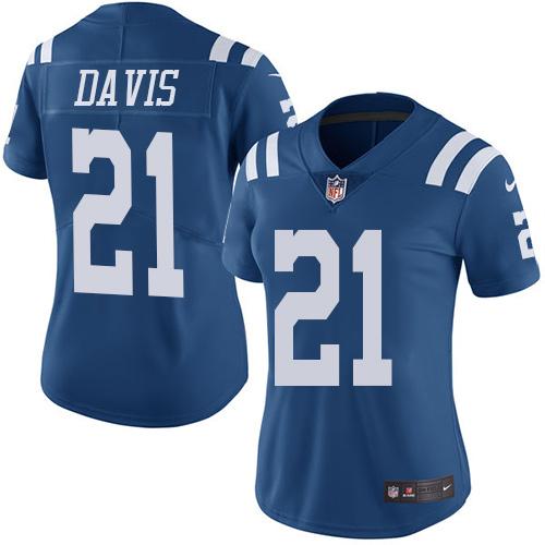 Nike Colts #21 Vontae Davis Royal Blue Women's Stitched NFL Limited Rush Jersey Nike Colts #21 Vontae Davis Royal Blue Women's Stitched NFL Limited Rush Jersey