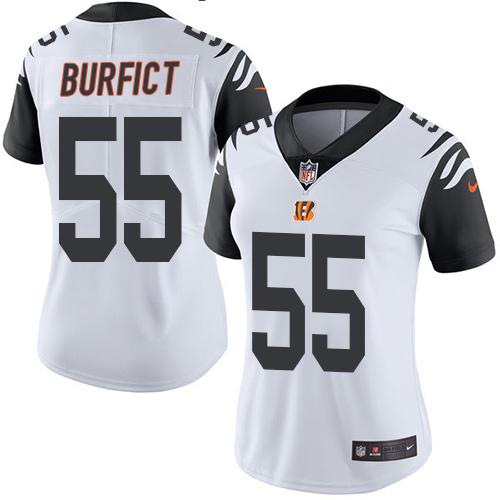 Nike Bengals #55 Vontaze Burfict White Women's Stitched NFL Limited Rush Jersey Nike Bengals #55 Vontaze Burfict White Women's Stitched NFL Limited Rush Jersey