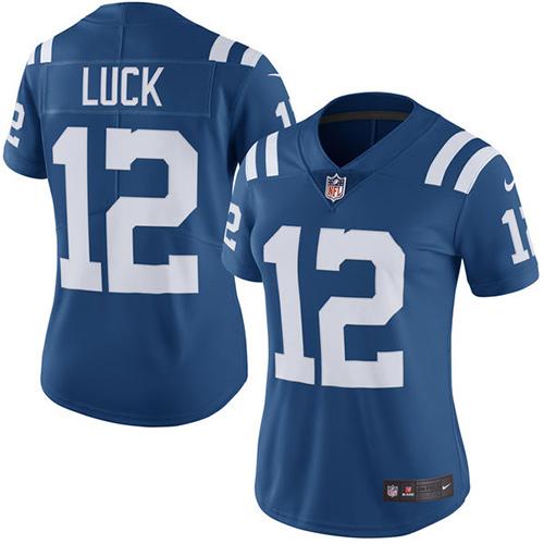 Nike Colts #12 Andrew Luck Royal Blue Women's Stitched NFL Limited Rush Jersey Nike Colts #12 Andrew Luck Royal Blue Women's Stitched NFL Limited Rush Jersey